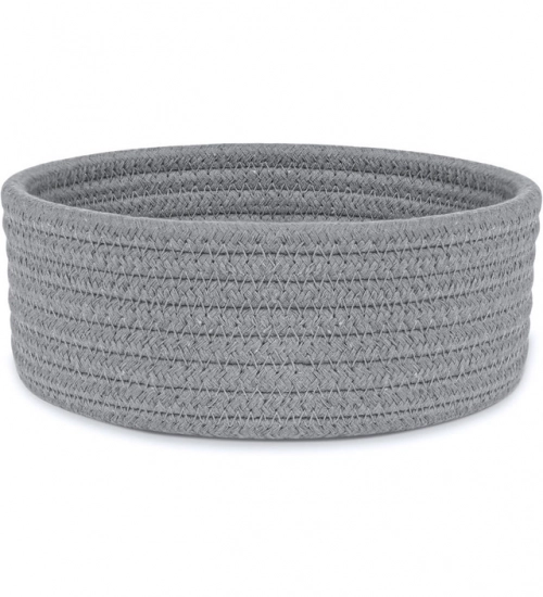 Cotton 8x3 Inch Round 1 Pcs Bedside Organizer (Gray)