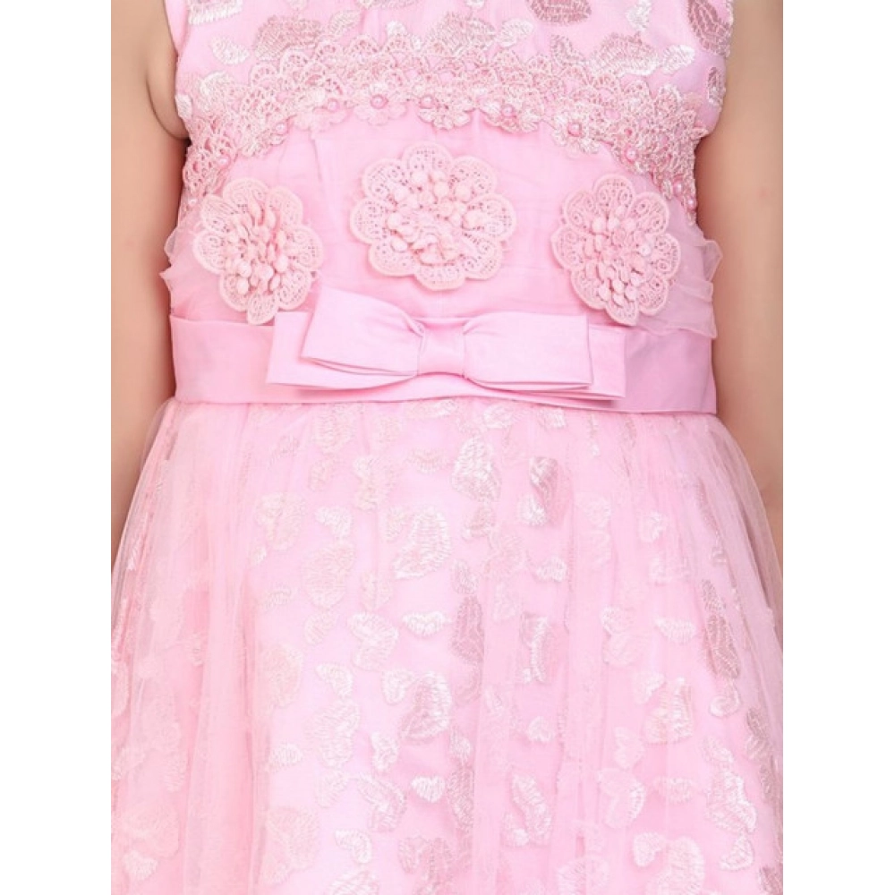 Girl's Net Embroidered Sleeveless Dress (Pink) Girl's Net Embroidered Sleeveless Dress (Pink)