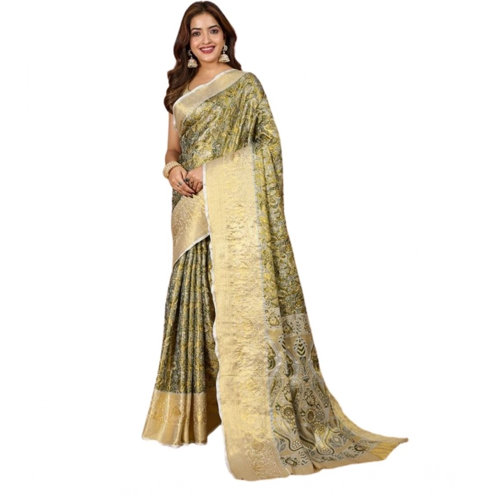 Women's Jacquard Saree With Unstitched Blouse 5.5Mtr (Olive) Women's Jacquard Saree With Unstitched Blouse 5.5Mtr (Olive)
