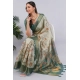Women's Polyester Printed Ready To Wear Saree With Unstitched Blouse 5.5 Mtr (Beige)