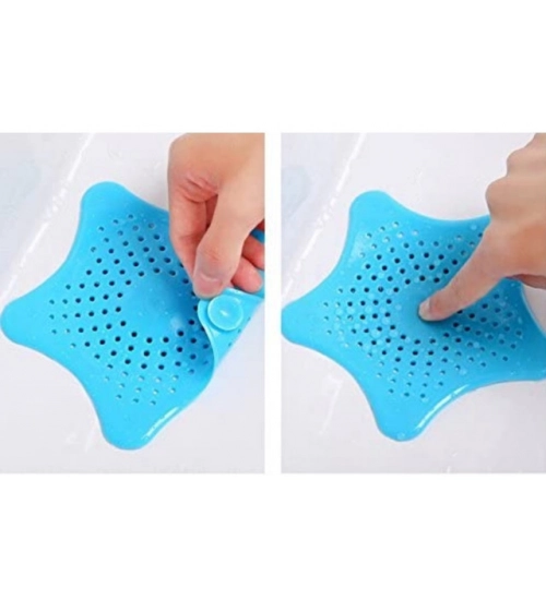 Pack of 6_Star-Shaped Silicone Sink Filter – Hair Catcher And Drain Strainer (Color: Assorted )