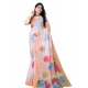 Women's Georgette Floral Printed Saree With Unstitched Blouse 5.5Mtr (Orange)