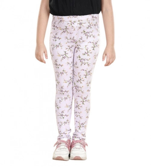 Girl's Cotton Lycra Floral Elasticated Jeggings (Multicolor) Girl's Cotton Lycra Floral Elasticated Jeggings (Multicolor)