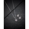 Women's Brass Silver Plated Pendant Set (Pink)