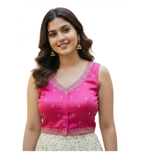 Women's Zimmi Choo Sequin Work V-Neck Padded Blouse (Pink 38 Ready (Self Alterable 36–40)