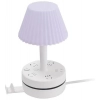Plastic-LED Ribbed Shade Table Lamp with USB Charging Base (White)