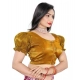 Women's Jimmy Solid Designer Neck Elastic Sleeve Readymade Blouse (Gold 38 , Alterable up to 42)-PID65828 Women's Jimmy Solid Designer Neck Elastic Sleeve Readymade Blouse (Gold 38 , Alterable up to 42)-PID65828