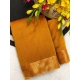 Women's Vichitra Silk Printed Saree With Unstitched Blouse 5.5Mtr (Mustard)