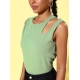 Women's Polyester Lycra Solid Sleeveless Top (Green) Women's Polyester Lycra Solid Sleeveless Top (Green)