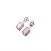 Women's Brass Silver Plated Drop Earrings (Pink)