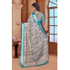 Dropship Women's Printed Cotton Linen Saree withPrinted  Saree With Unstitched Blouse (Rust  , 5-6Mtrs)