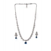 Women's Brass Silver Plated Necklace set (Blue)
