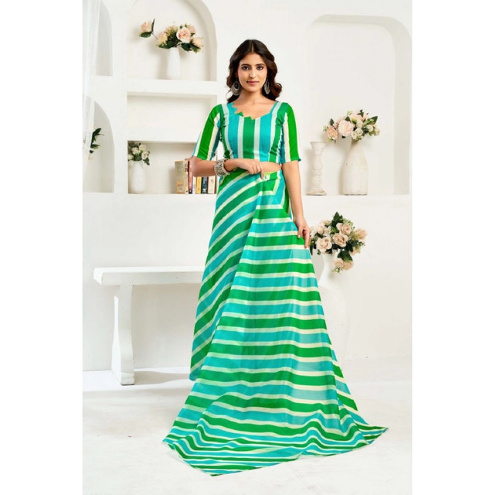 Women's Linen Cotton Printed Ready To Wear Saree With Unstitched Blouse 5.5 Mtr (Green) Women's Linen Cotton Printed Ready To Wear Saree With Unstitched Blouse 5.5 Mtr (Green)