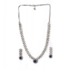 Women's Brass Silver Plated Necklace set (Blue)