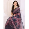 Women's Linen Cotton Printed Saree With Unstitched Blouse 5.5Mtr (Black) Women's Linen Cotton Printed Saree With Unstitched Blouse 5.5Mtr (Black)