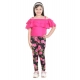 Girl's Cotton Floral Elasticated Jegging and Top Set (Black-Pink) Girl's Cotton Floral Elasticated Jegging and Top Set (Black-Pink)