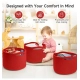 Cotton 9x7 Inch Pack of 3 Storage Basket For Clothes (Red)
