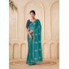 Dropship Women's Digital Printed  Georgette Saree With Unstitched Blouse (Sky, 5-6 Mtrs)