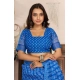 Women's Faux Linen Geometric Print Ready to wear Saree With Unstitched Blouse 5.5Mtr (Blue)
