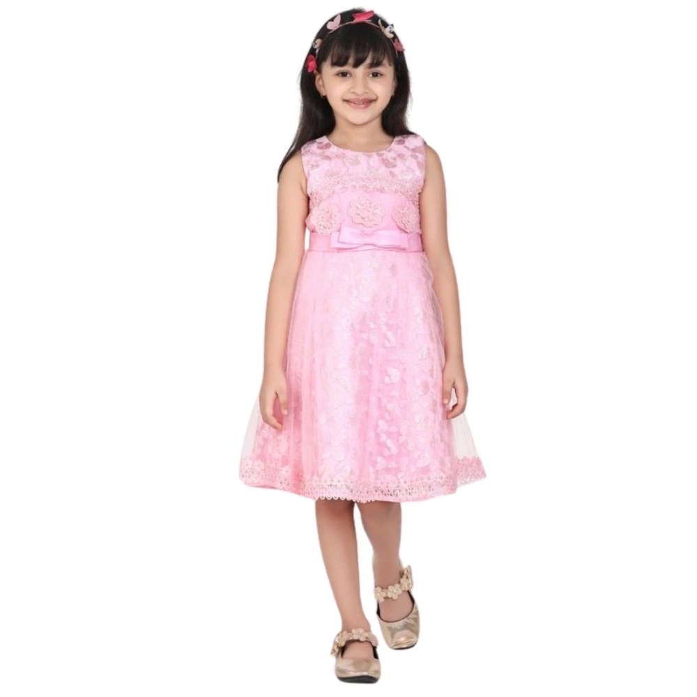 Girl's Net Embroidered Sleeveless Dress (Pink) Girl's Net Embroidered Sleeveless Dress (Pink)