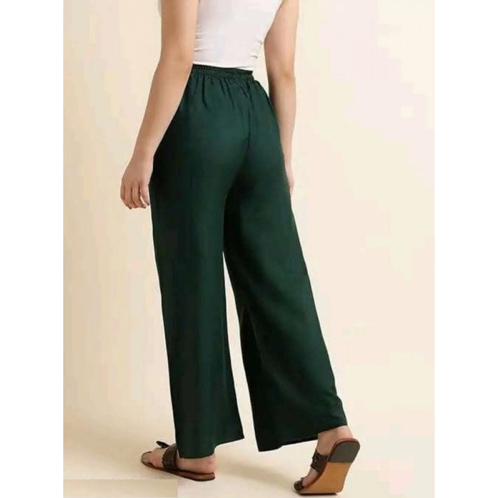 Women's Casual Rayon Solid Ankle Length Palazzo (Green, Free Size) Women's Casual Rayon Solid Ankle Length Palazzo (Green, Free Size)