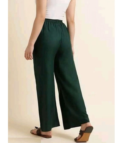 Women's Casual Rayon Solid Ankle Length Palazzo (Green, Free Size)