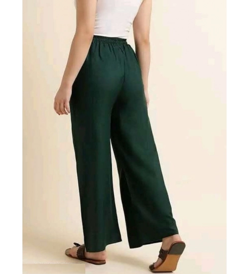 Women's Casual Rayon Solid Ankle Length Palazzo (Green, Free Size)