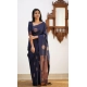 Women's Litchi silk Printed Saree With Unstitched Blouse (Dark Blue) Women's Litchi silk Printed Saree With Unstitched Blouse (Dark Blue)