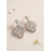 Women's Brass Silver Plated Drop Earrings (Turquoise)