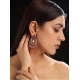 Women's Brass Silver Plated Chandbali Earrings (Red)