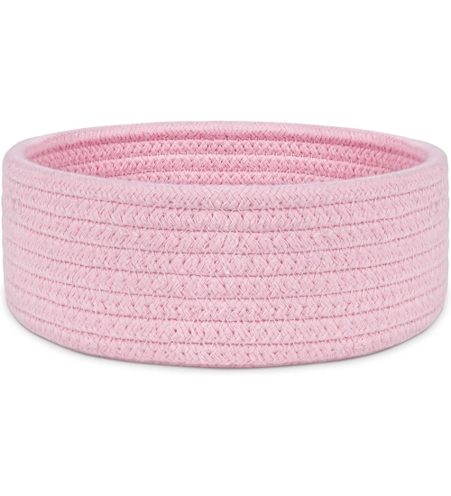 Cotton 8x3 Inch Round 1 Pcs Bedside Organizer (Pink)