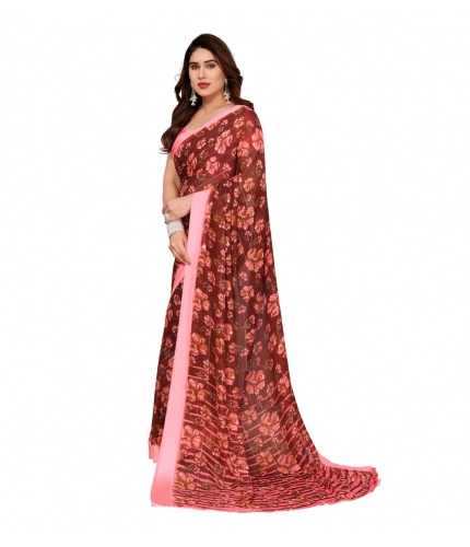 Women's Georgette Printed Saree With Unstitched Blouse 5.5Mtr (Maroon) Women's Georgette Printed Saree With Unstitched Blouse 5.5Mtr (Maroon)