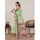 Women's Linen Floral Printed Saree With Unstitched Blouse 5.5Mtr (Light Green) Women's Linen Floral Printed Saree With Unstitched Blouse 5.5Mtr (Light Green)