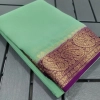 Women's Crepe Chit Pallu Solid Saree With Unstitched Blouse 5.5Mtr (Light Green) Women's Crepe Chit Pallu Solid Saree With Unstitched Blouse 5.5Mtr (Light Green)